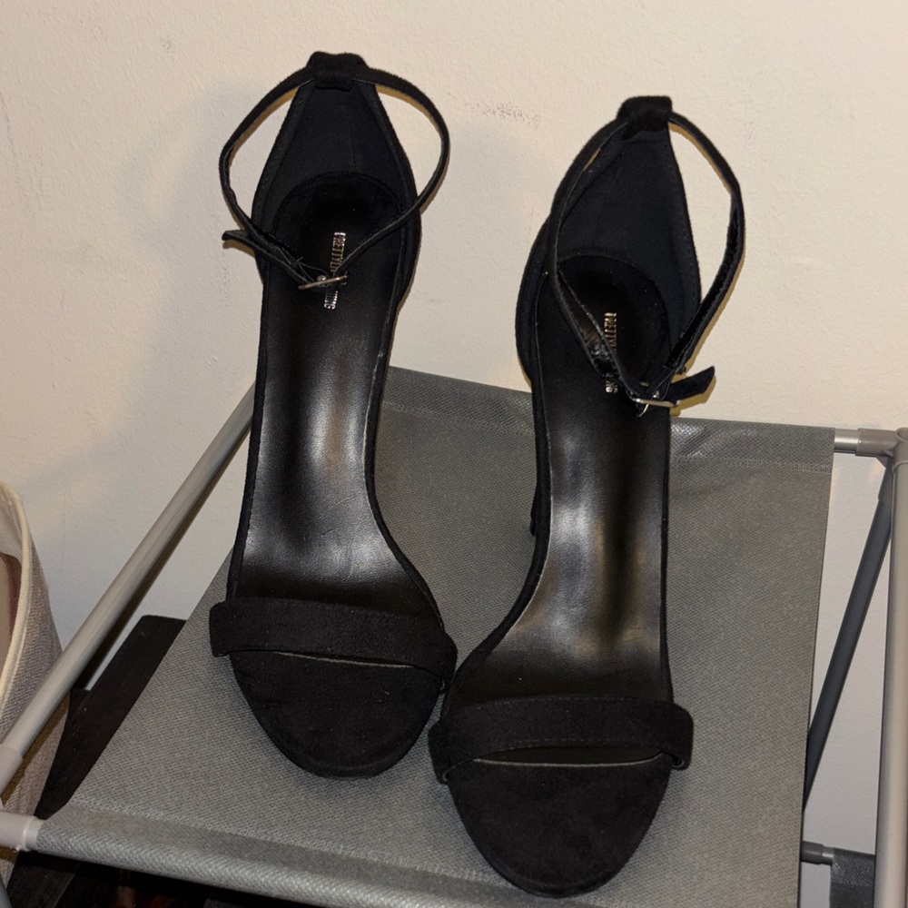 PrettyLittleThing Black Ankle Strap Heels